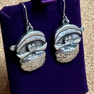 Cornish Pewter Santa Earrings